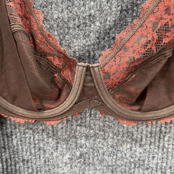 Wacoal Embrace Lace Bra 36D Underwire Unlined Brown Orange Embroidered 65191 - Picture 5 of 8